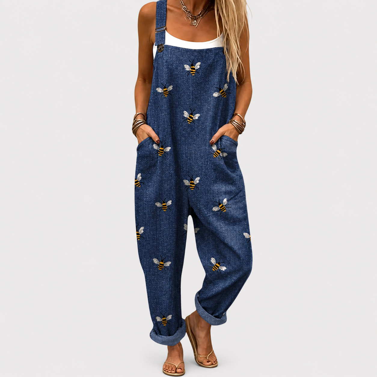 MARCO & BIANCA MILANO | SALOPETTE DENIM FIORITA DONNA