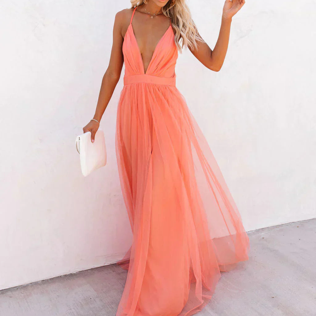 Ginevra | Vestido Largo Luz Coral