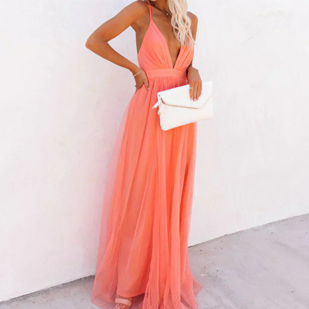 Ginevra | Vestido Largo Luz Coral