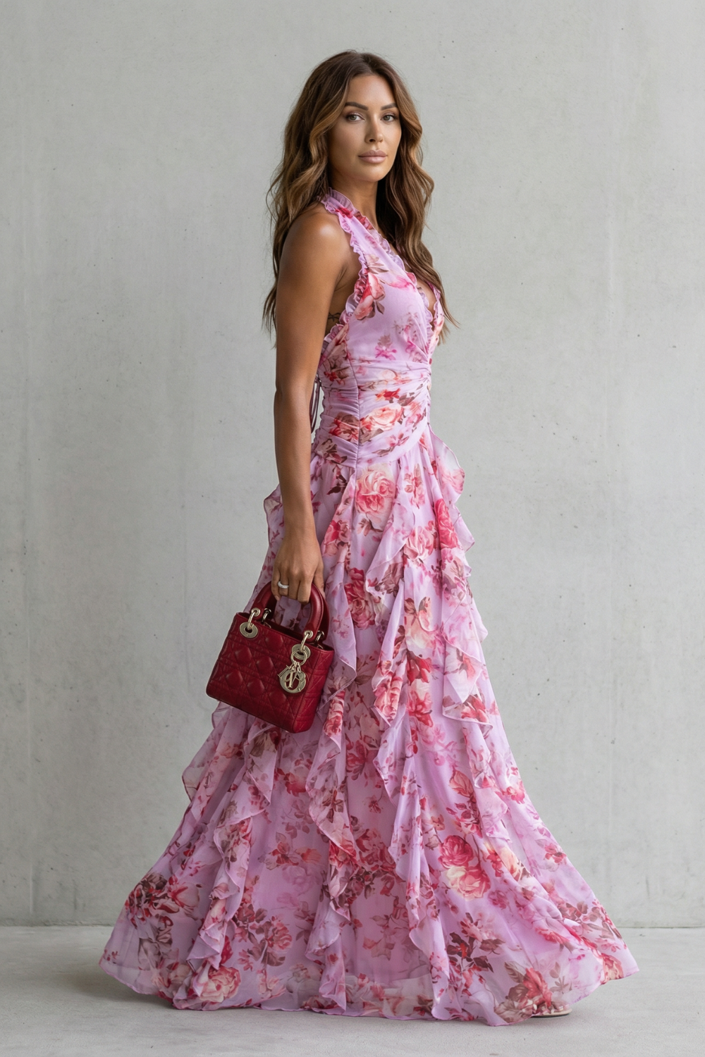 Belladina | Vestido Largo Cascada de Rosas