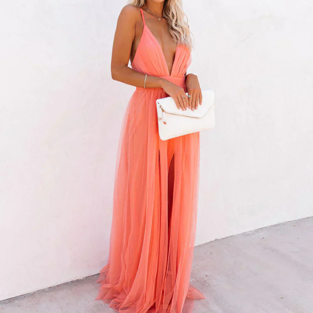 Ginevra | Vestido Largo Luz Coral