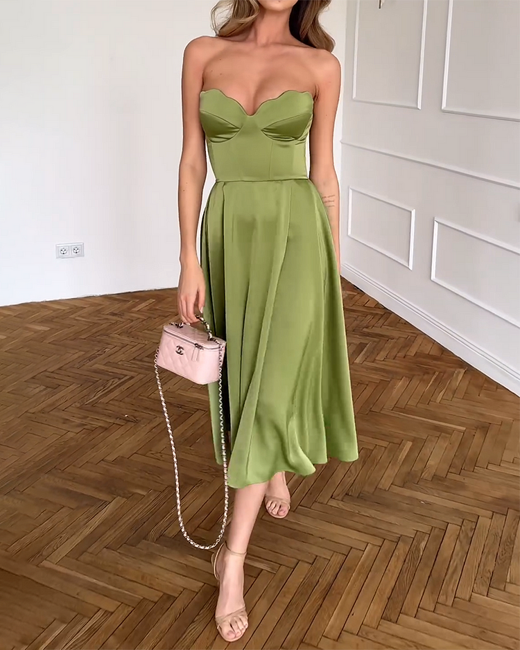 Liora | Vestido Midi Palabra de Honor