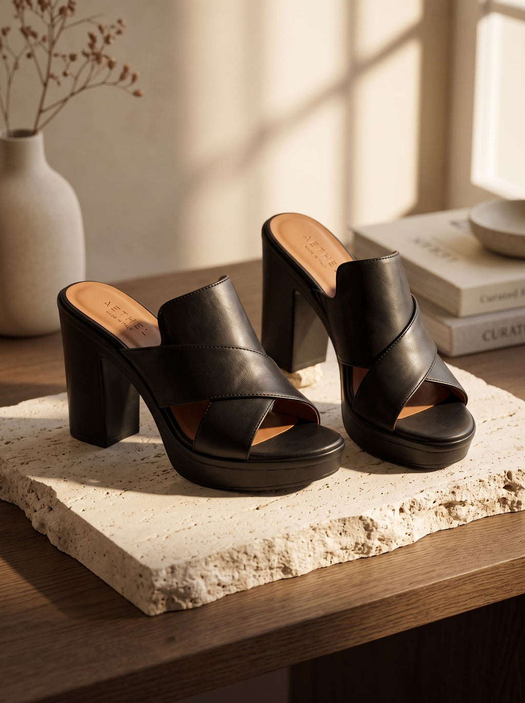 Amelia | Zuecos Plataforma Milano Negro Ébano