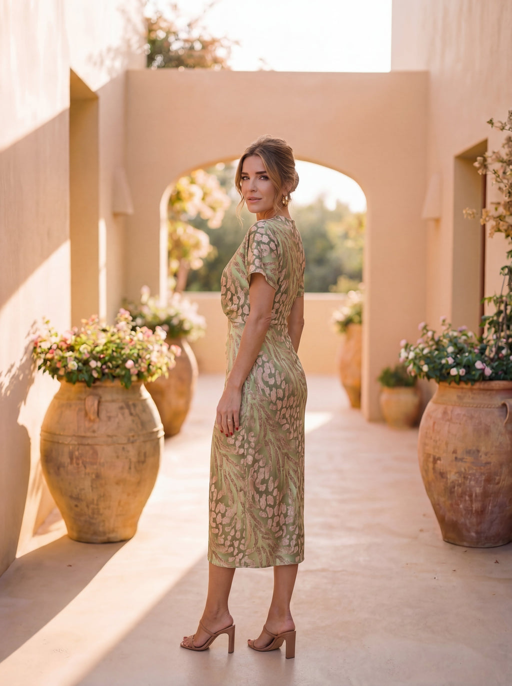 Antonella | Vestido Midi Cobre Fluido