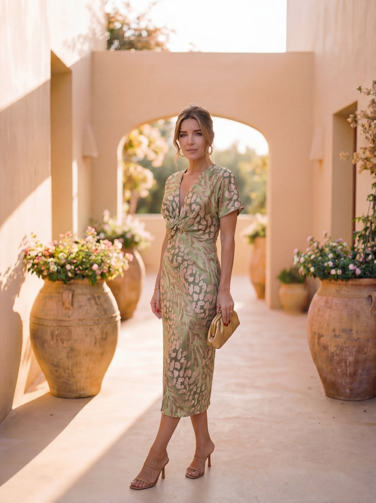 Antonella | Vestido Midi Cobre Fluido