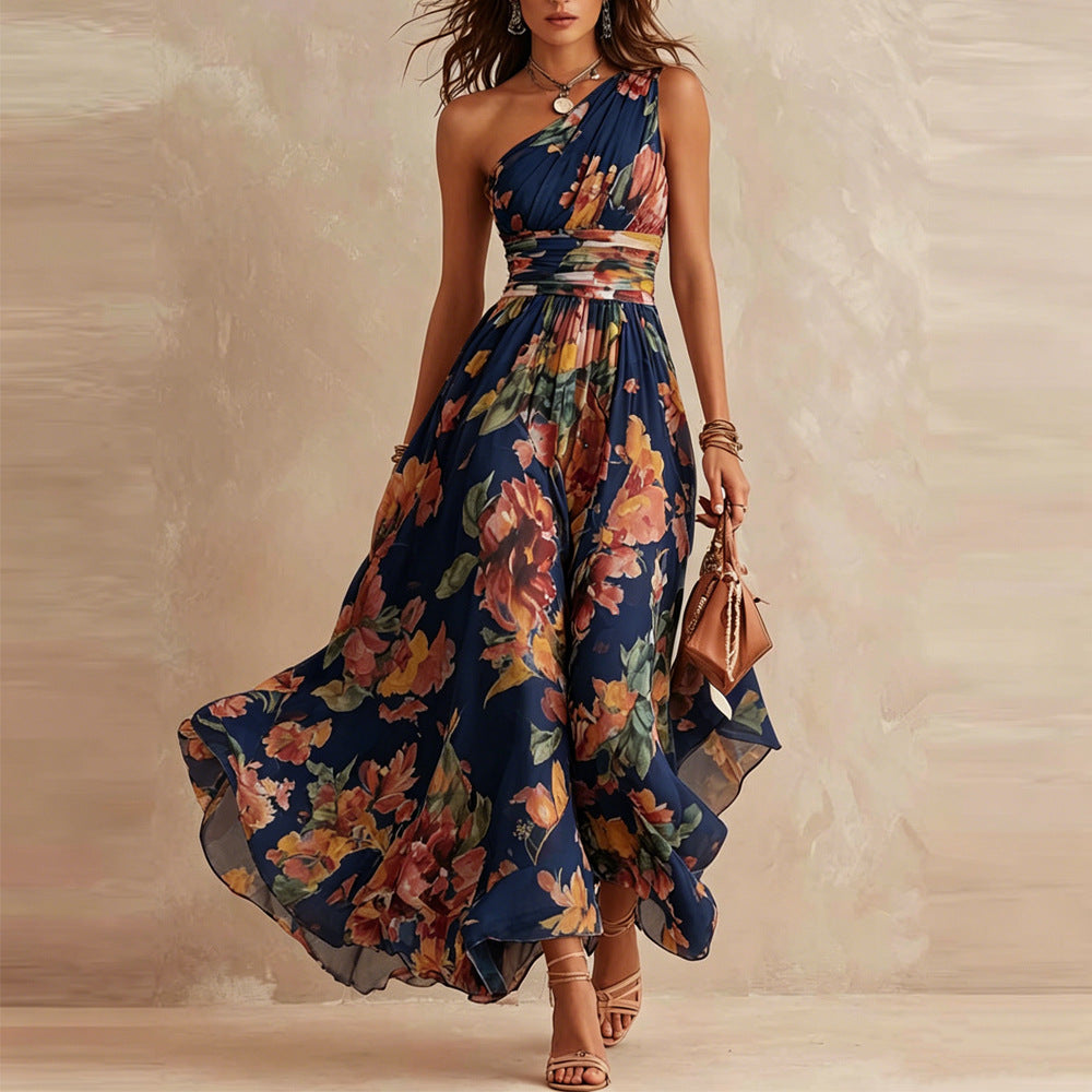 Amara | Vestido Largo Un Hombro Floral