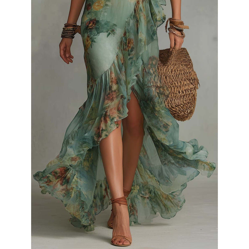 Celeste | Vestido Cruzado Floral con Volantes