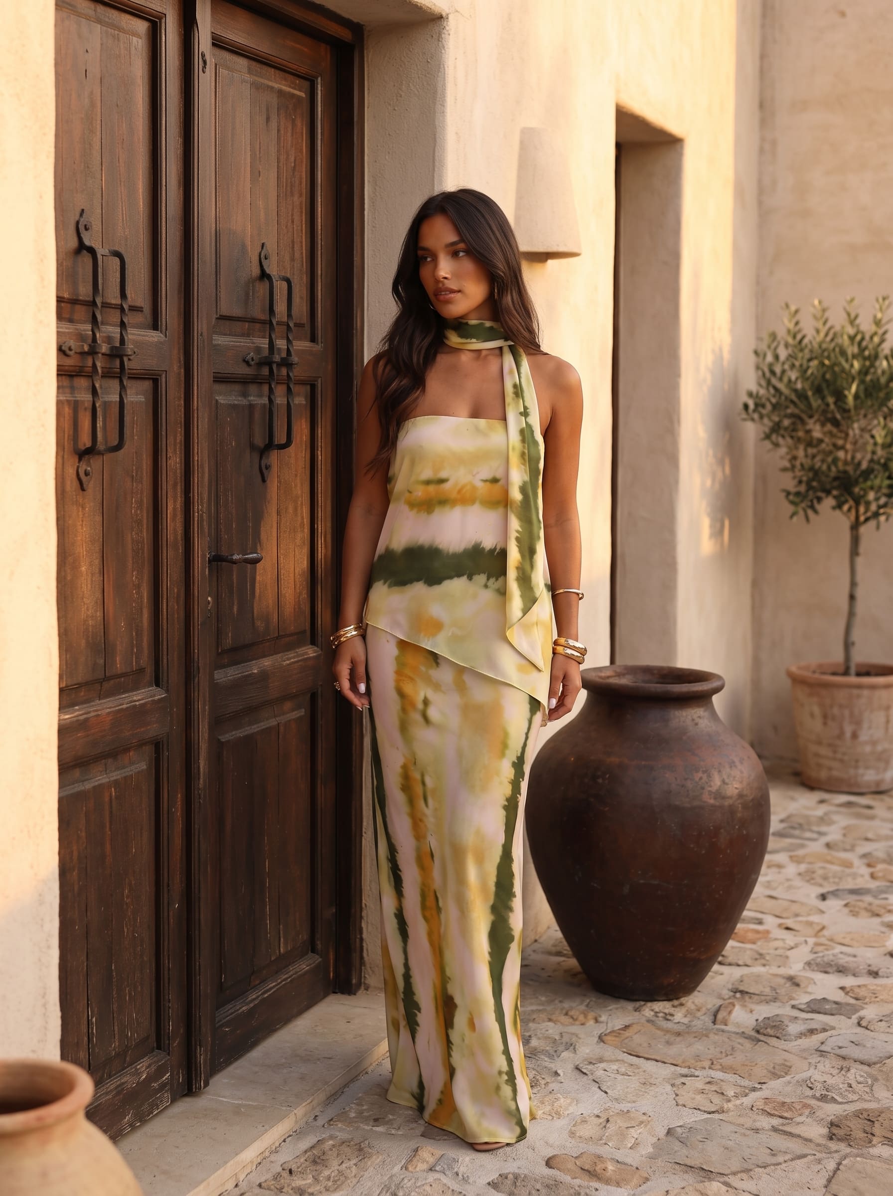 Carlota | Vestido Rosé Verde Esmeralda