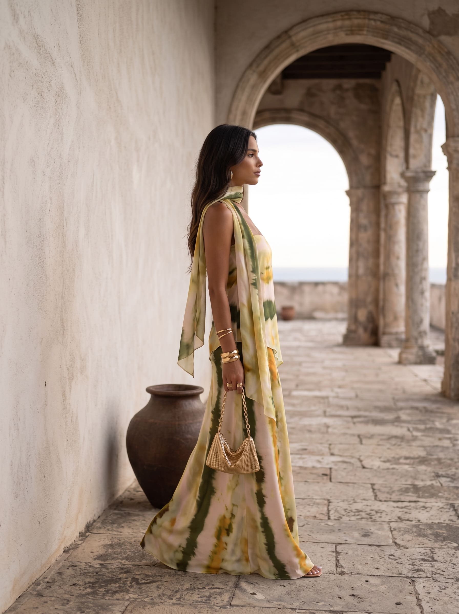 Carlota | Vestido Rosé Verde Esmeralda