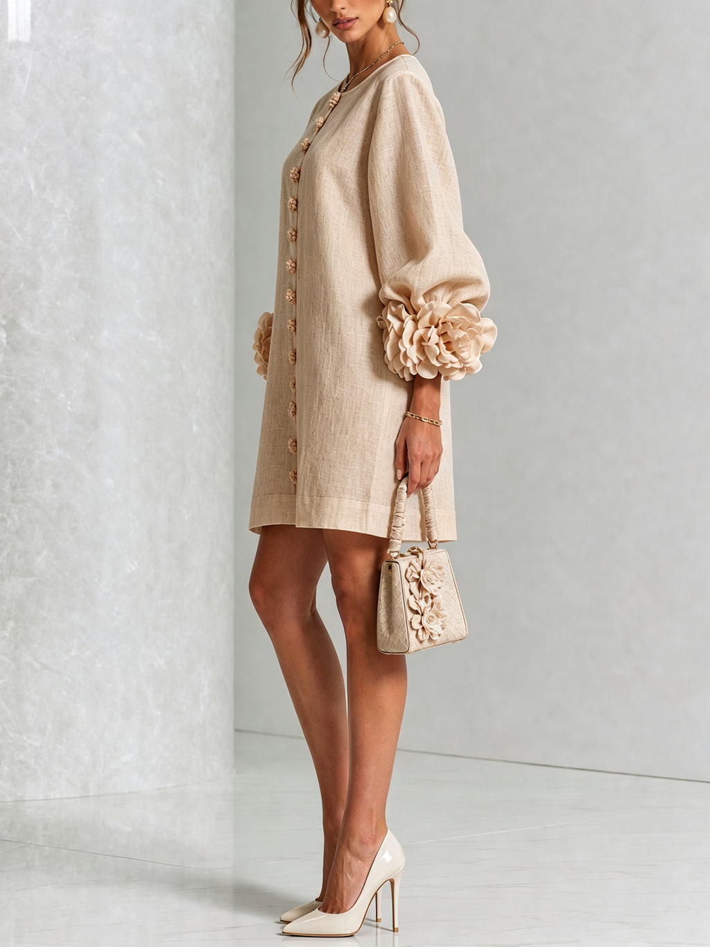 Aurora | Minivestido Pétalo Beige