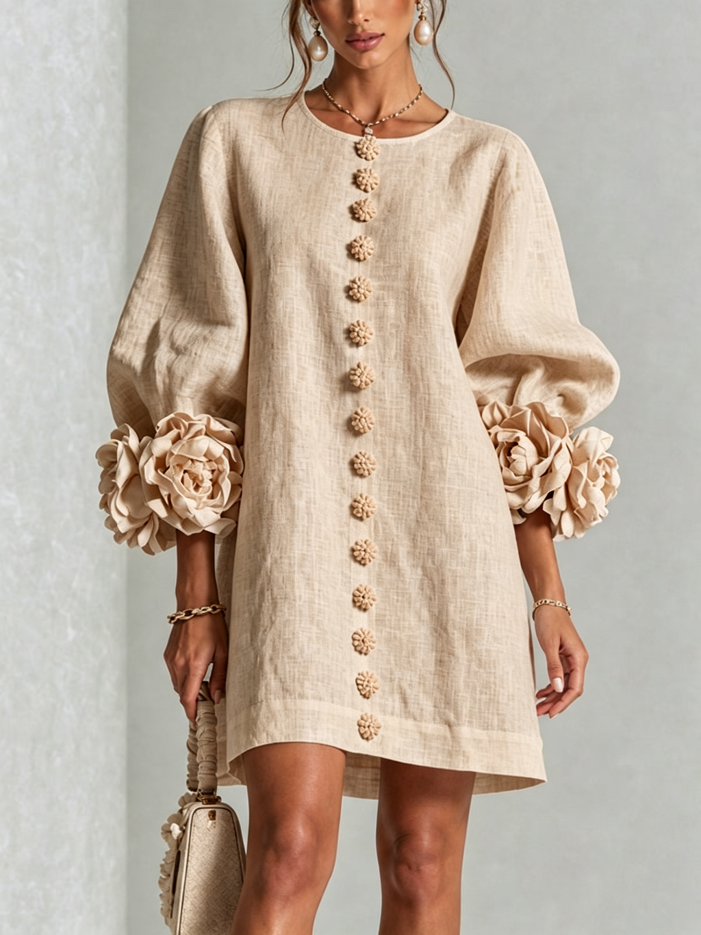 Aurora | Minivestido Pétalo Beige