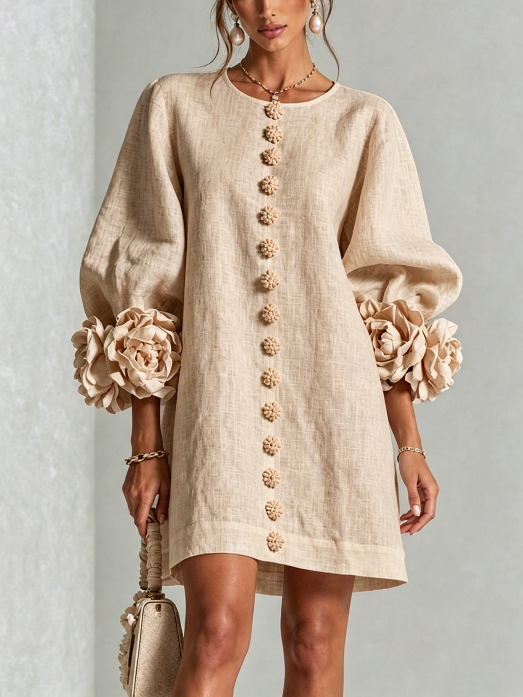 Aurora | Minivestido Pétalo Beige