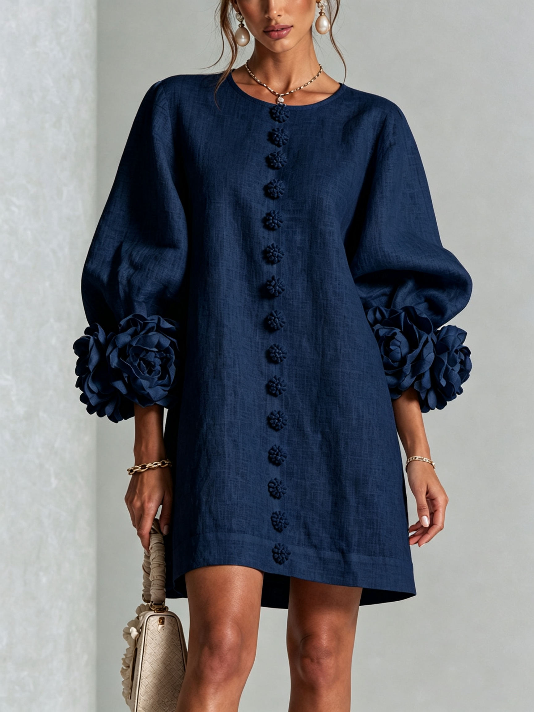 Aurora | Minivestido Pétalo Azul Marino