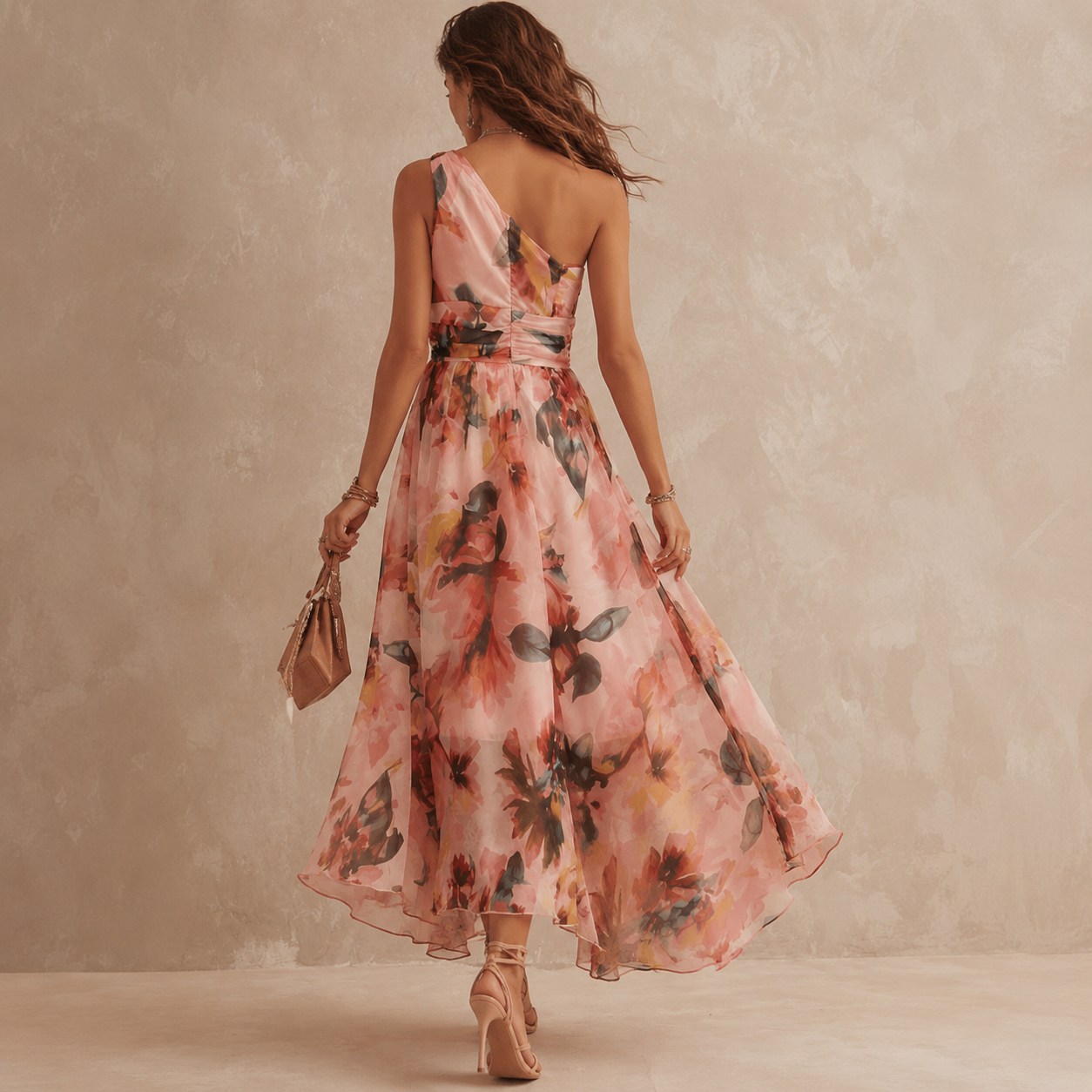Amara | Vestido Largo Un Hombro Floral