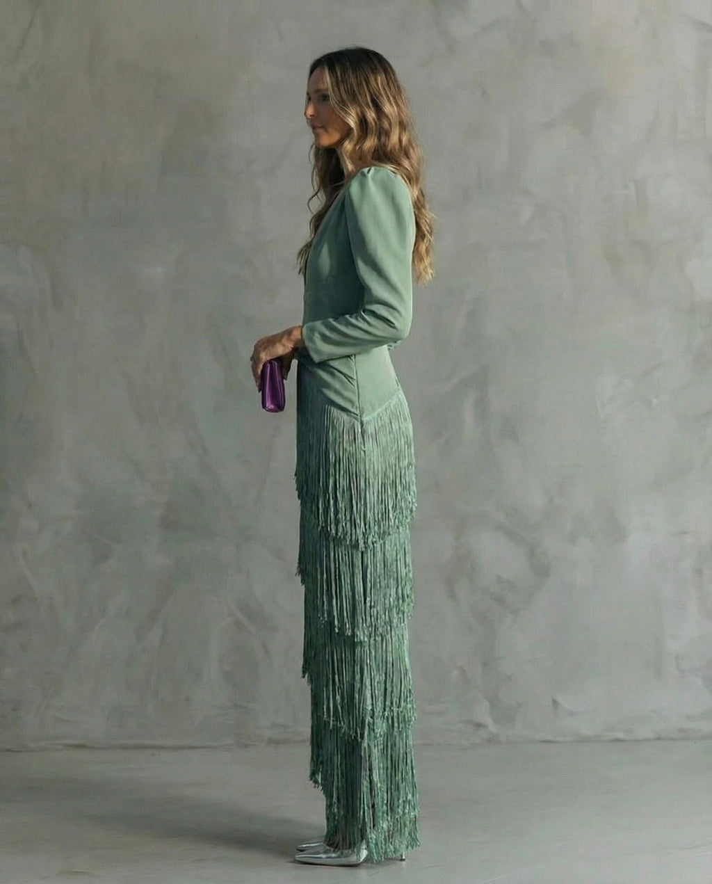 Chiara | Vestido Elegante Mangas de Flecos