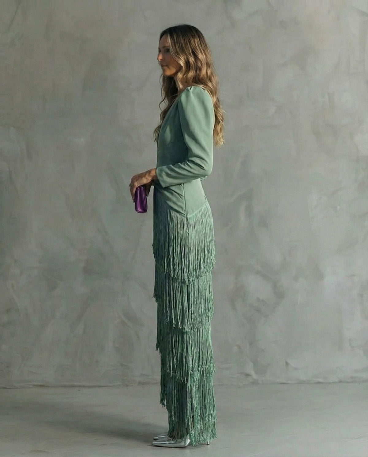 Chiara | Vestido Elegante Mangas de Flecos