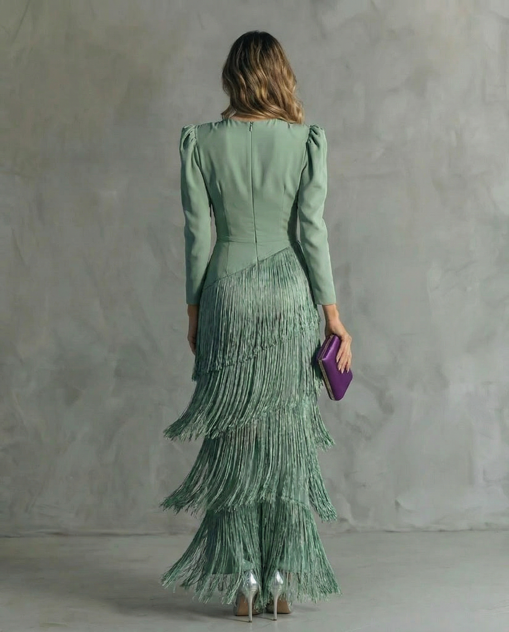 Chiara | Vestido Elegante Mangas de Flecos
