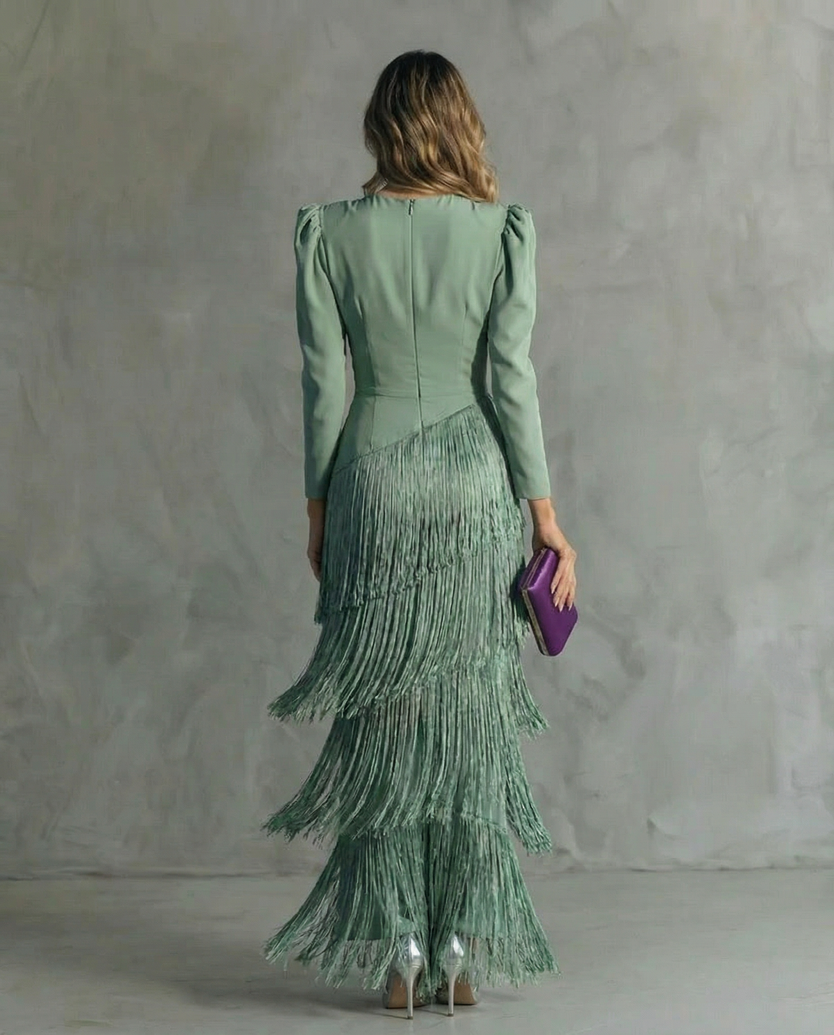 Chiara | Vestido Elegante Mangas de Flecos