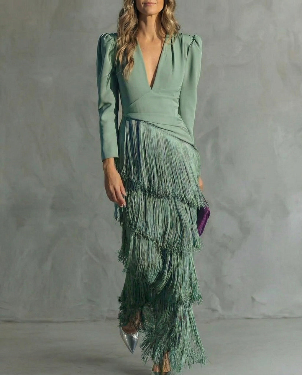 Chiara | Vestido Elegante Mangas de Flecos