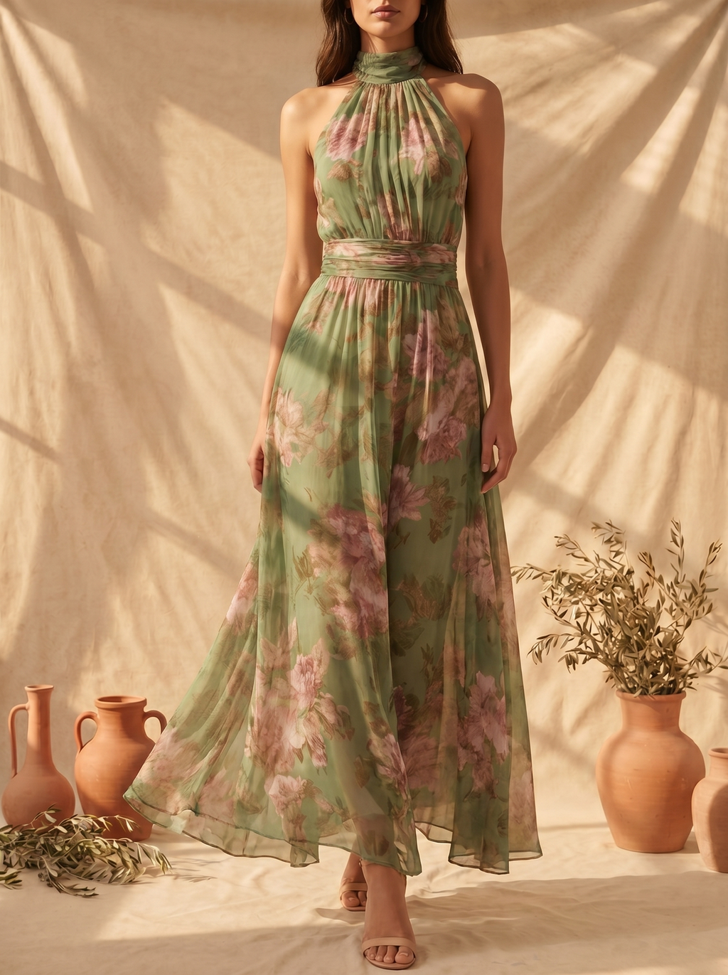 Livia | Vestido Largo Halter Floral