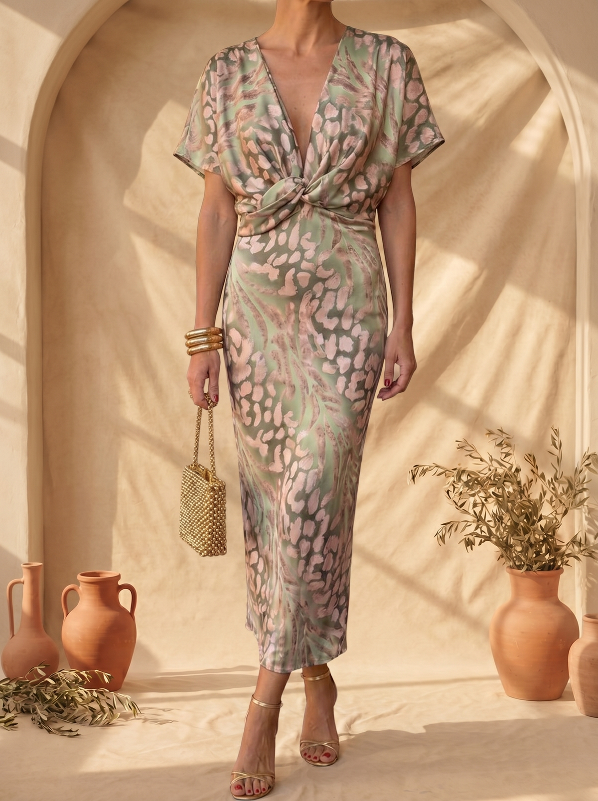 Antonella | Vestido Midi Cobre Fluido