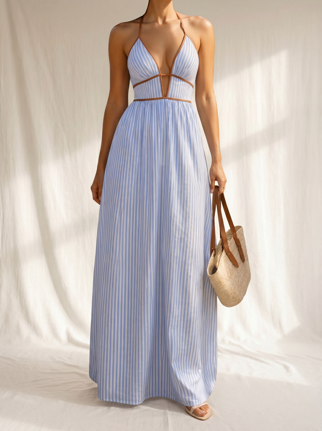 Laurina | Vestido Largo Rayas Escote Cut-Out