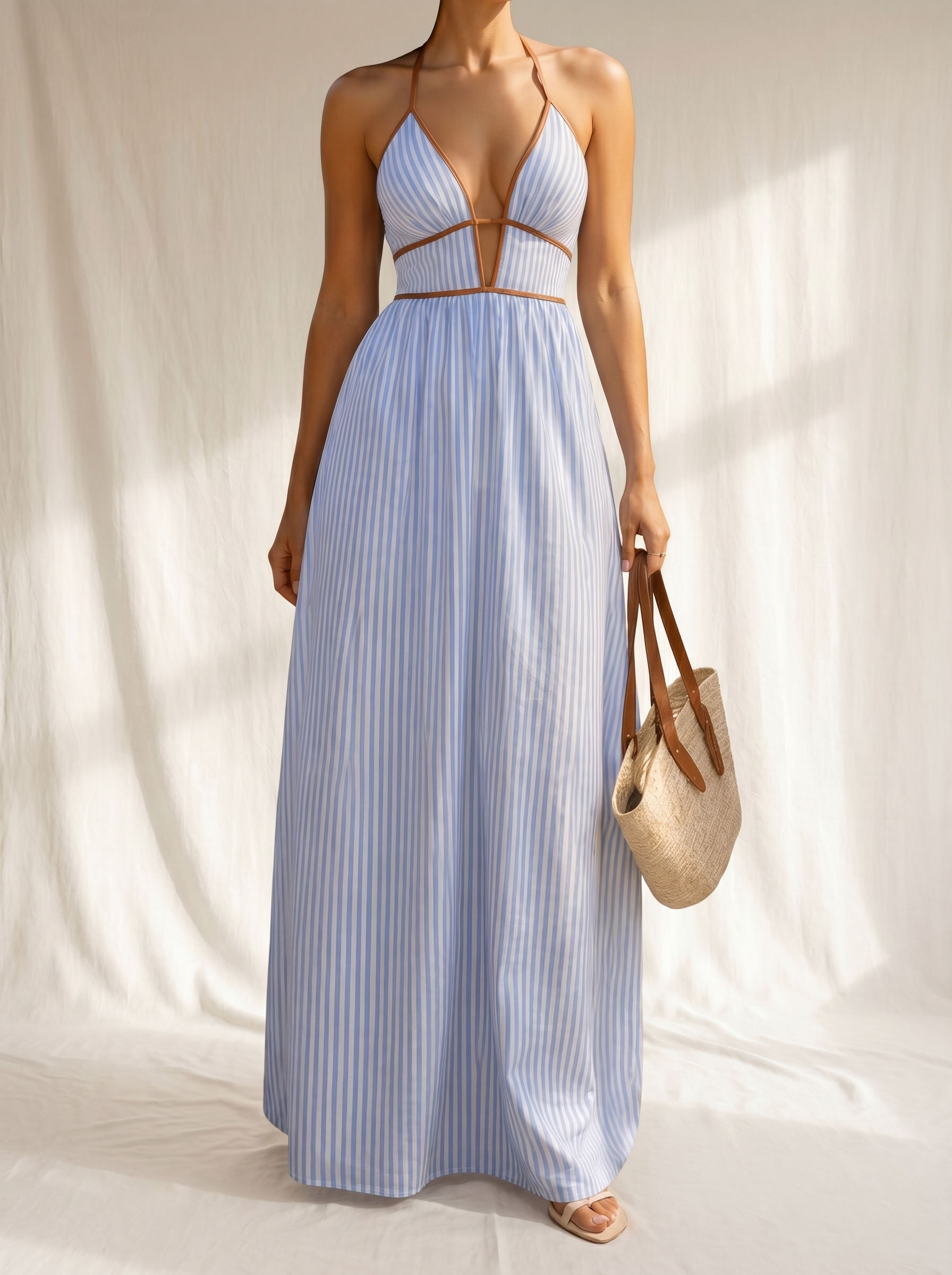 Laurina | Vestido Largo Rayas Escote Cut-Out