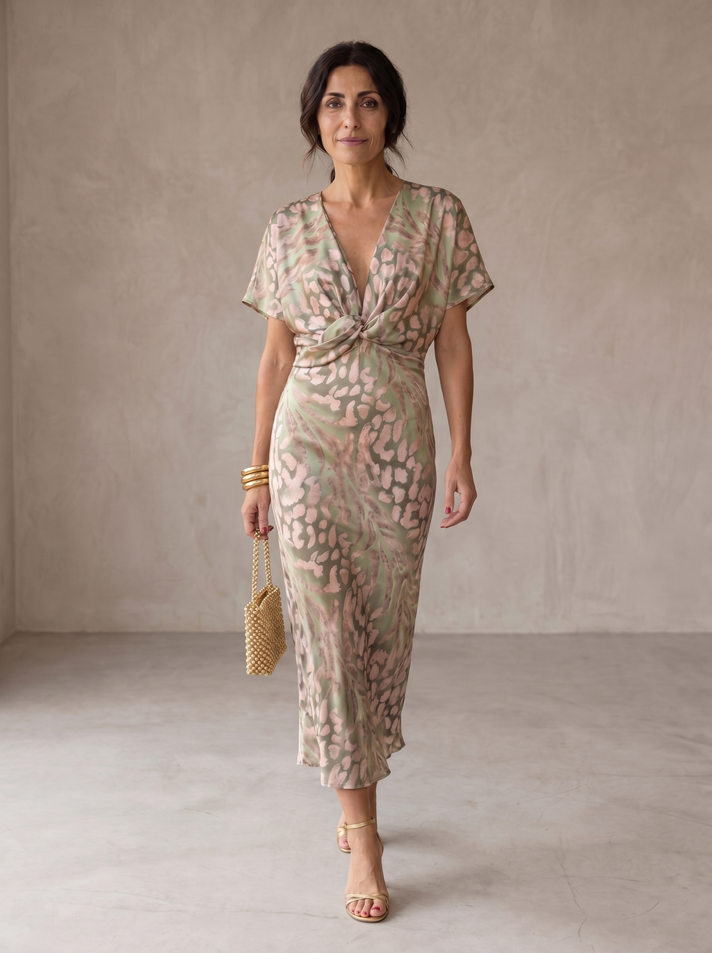 Antonella | Vestido Midi Cobre Fluido
